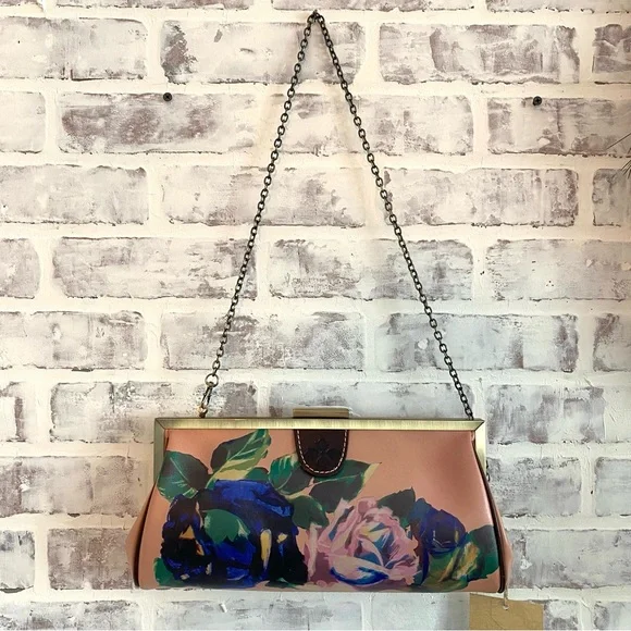 Patricia Nash • Athena Winter Bloom Multi Floral Italian Leather • Clutch Bag - Picture 2 of 11